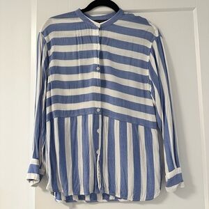Banana Republic Blue and White Striped Blouse